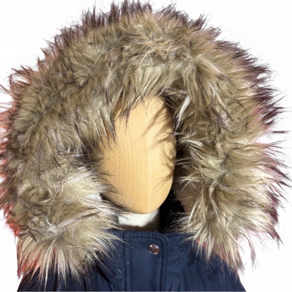 Navy blue Hollister Co. faux fur hooded parka jacket